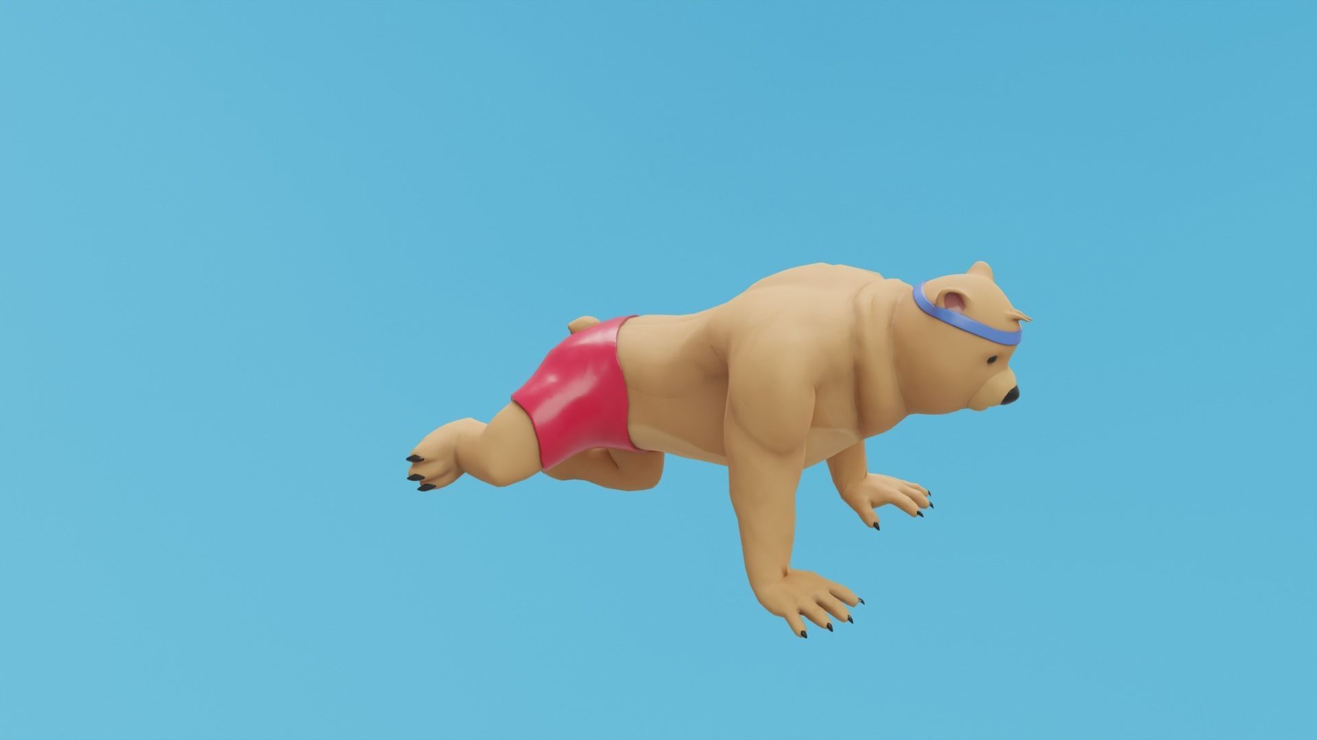 Bear athlete Low-poly 3D model_11