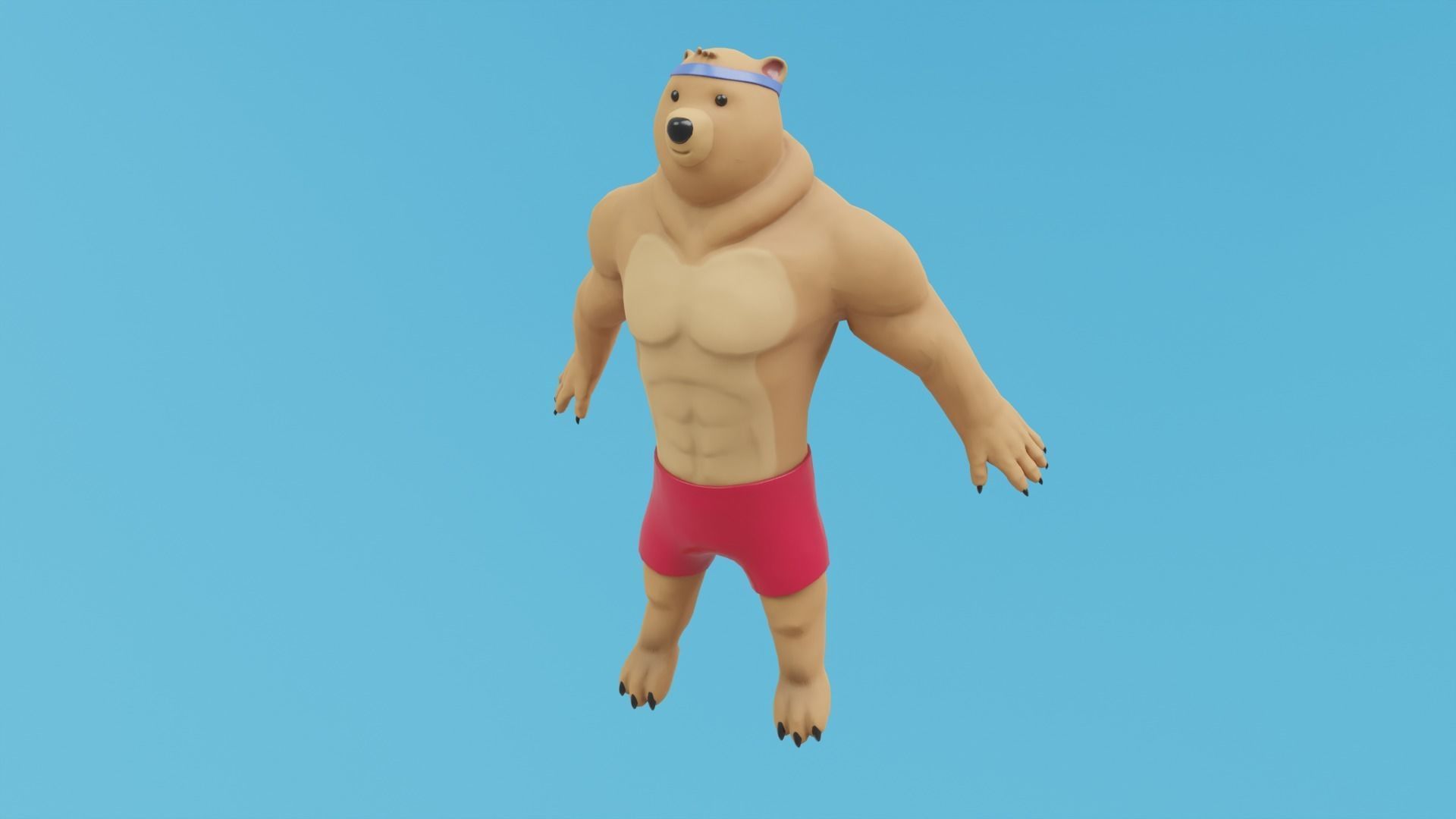 Bear athlete Low-poly 3D model_15