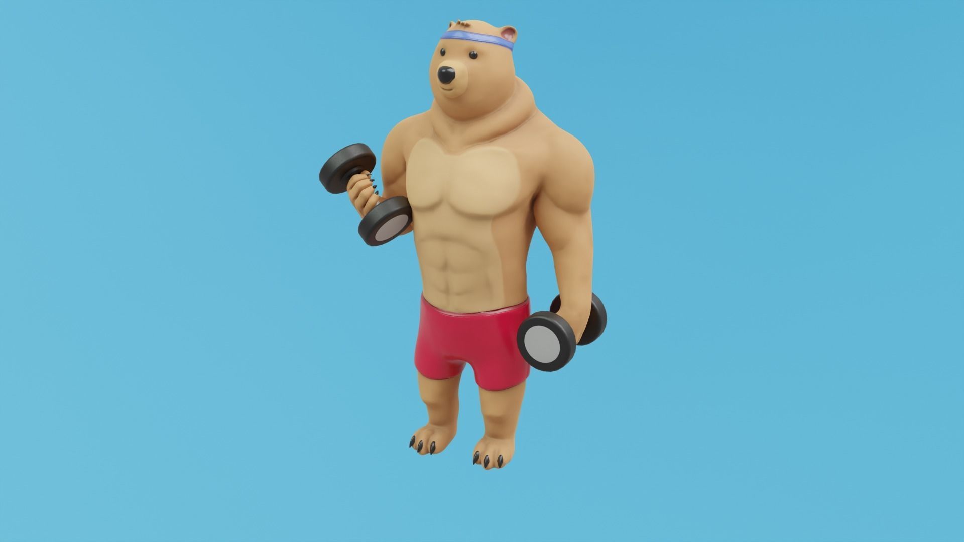Bear athlete Low-poly 3D model_27