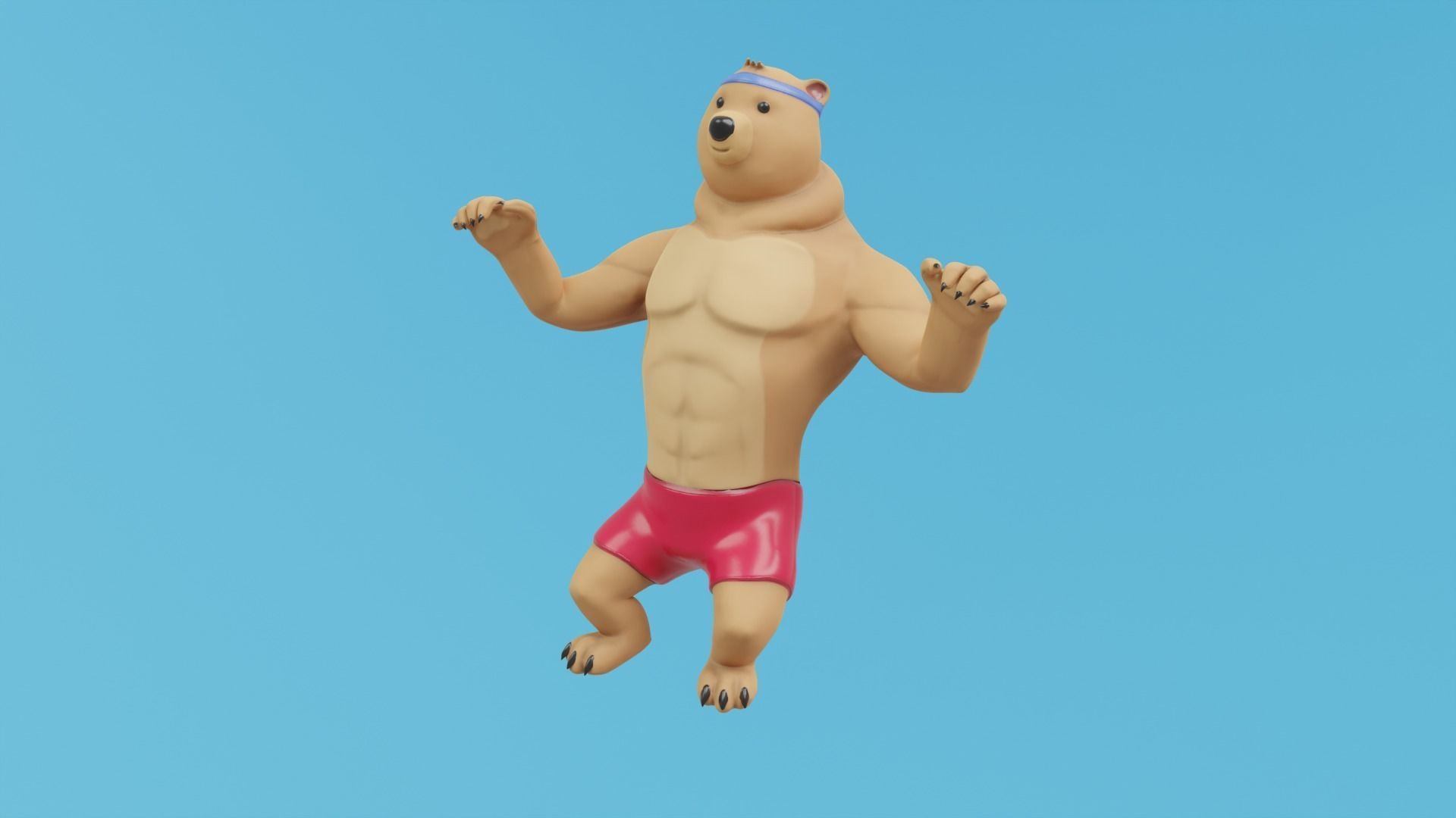 Bear athlete Low-poly 3D model_18