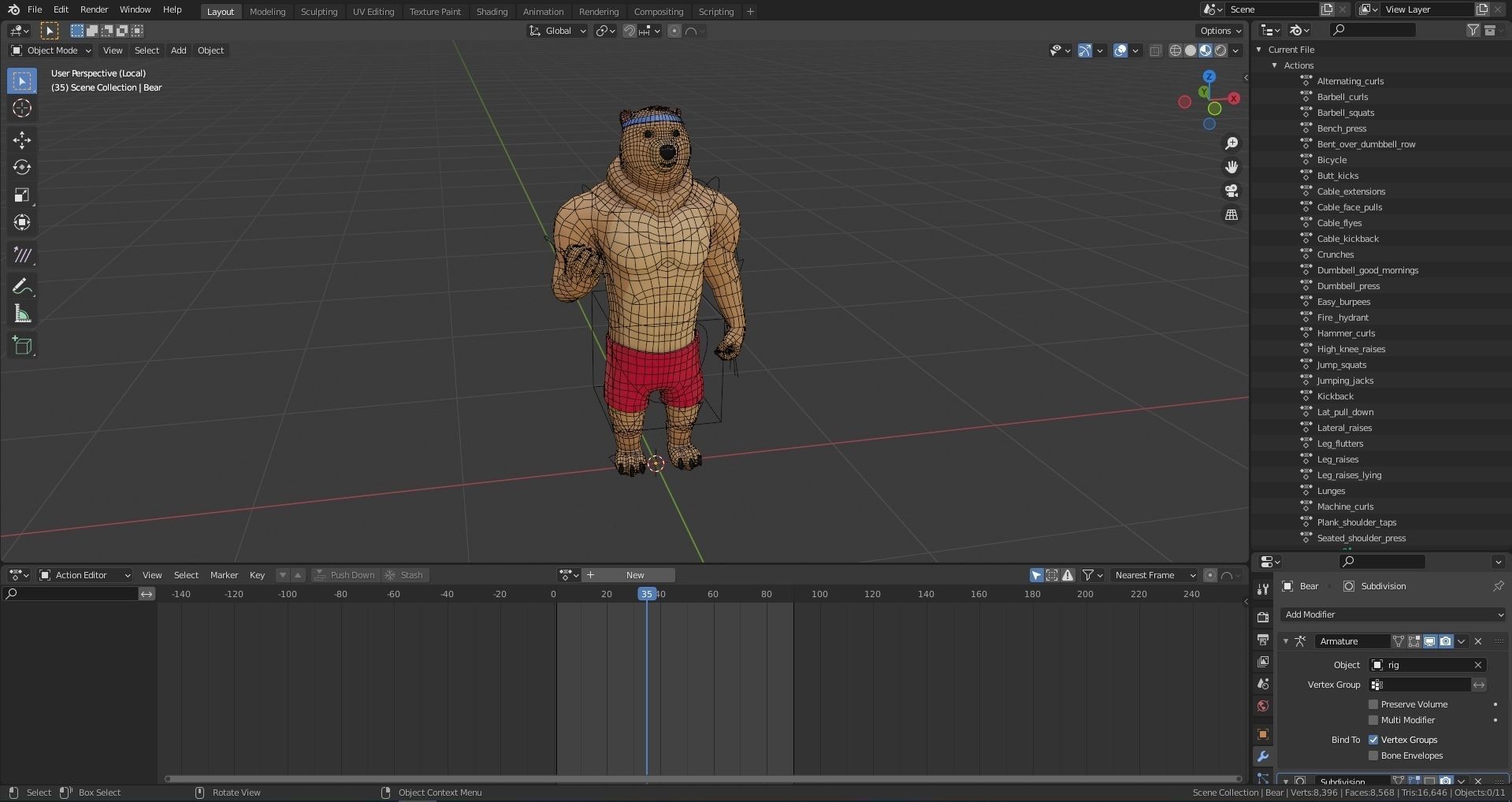 Bear athlete Low-poly 3D model_32