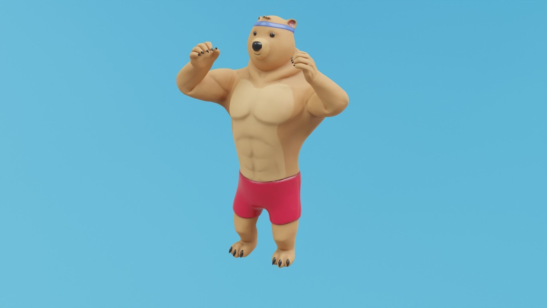 Bear athlete Low-poly 3D model_4