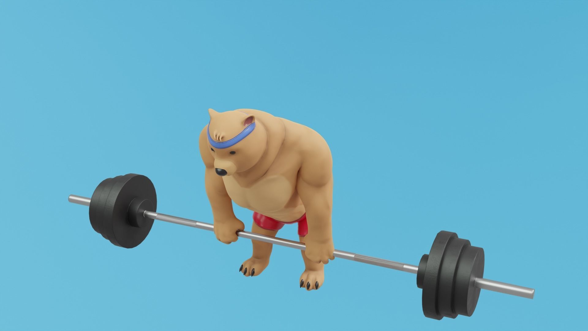 Bear athlete Low-poly 3D model_8