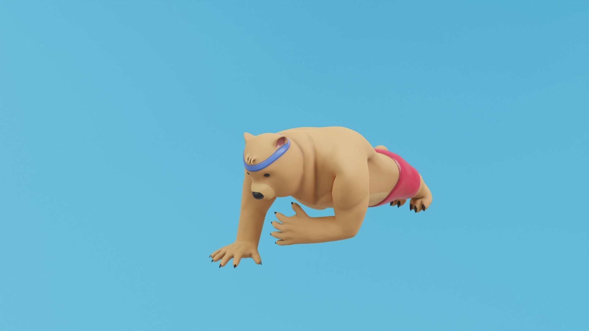 Bear athlete Low-poly 3D model_12