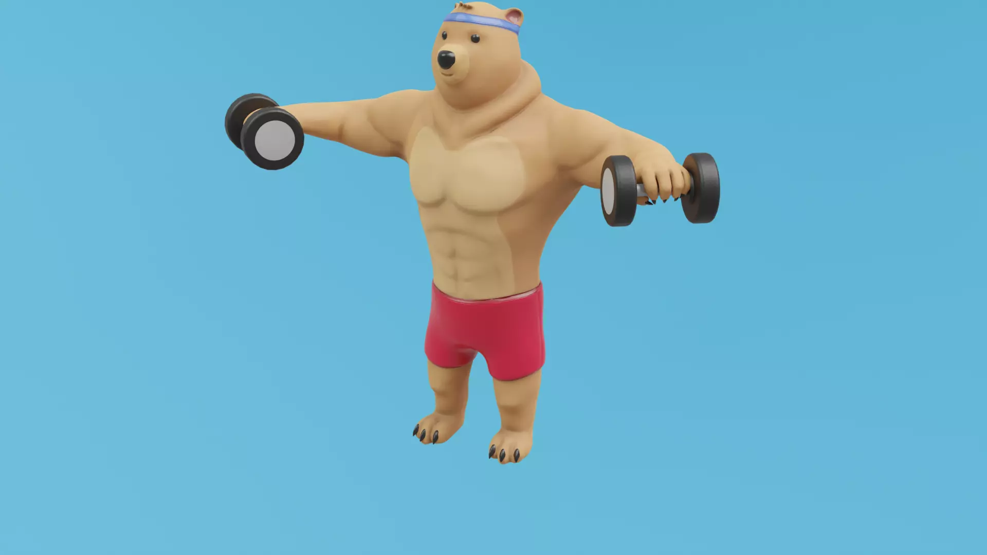 Bear athlete Low-poly 3D model_0