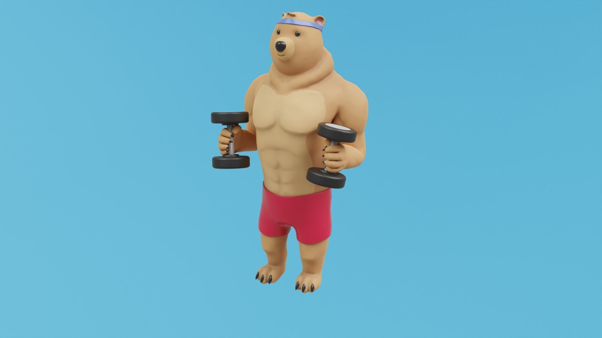 Bear athlete Low-poly 3D model_13