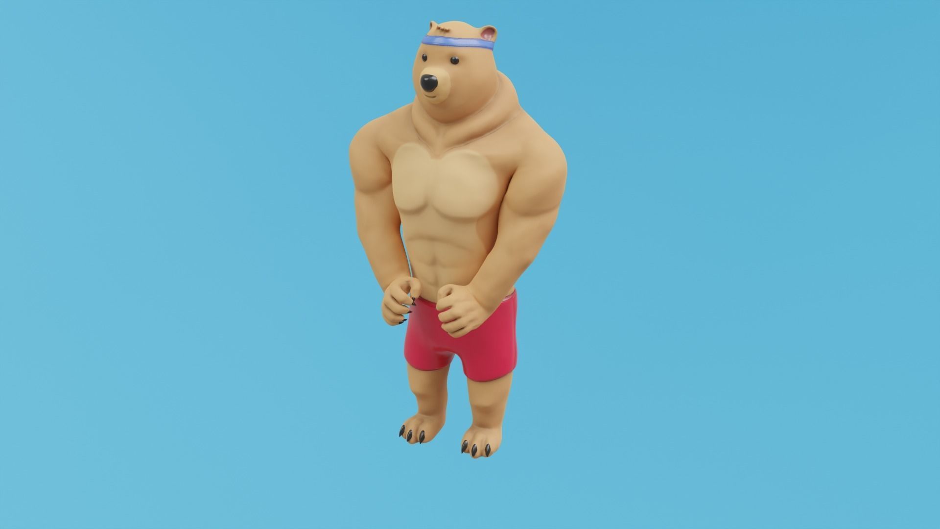 Bear athlete Low-poly 3D model_3