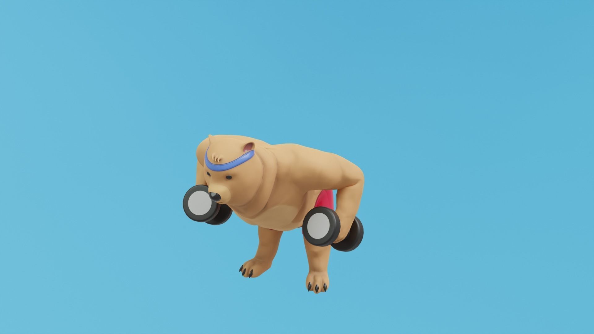 Bear athlete Low-poly 3D model_28