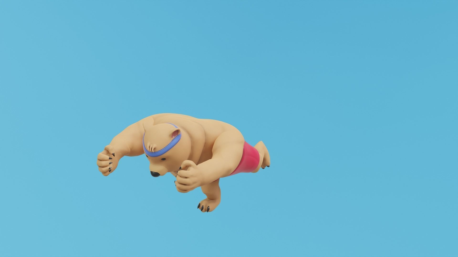 Bear athlete Low-poly 3D model_6