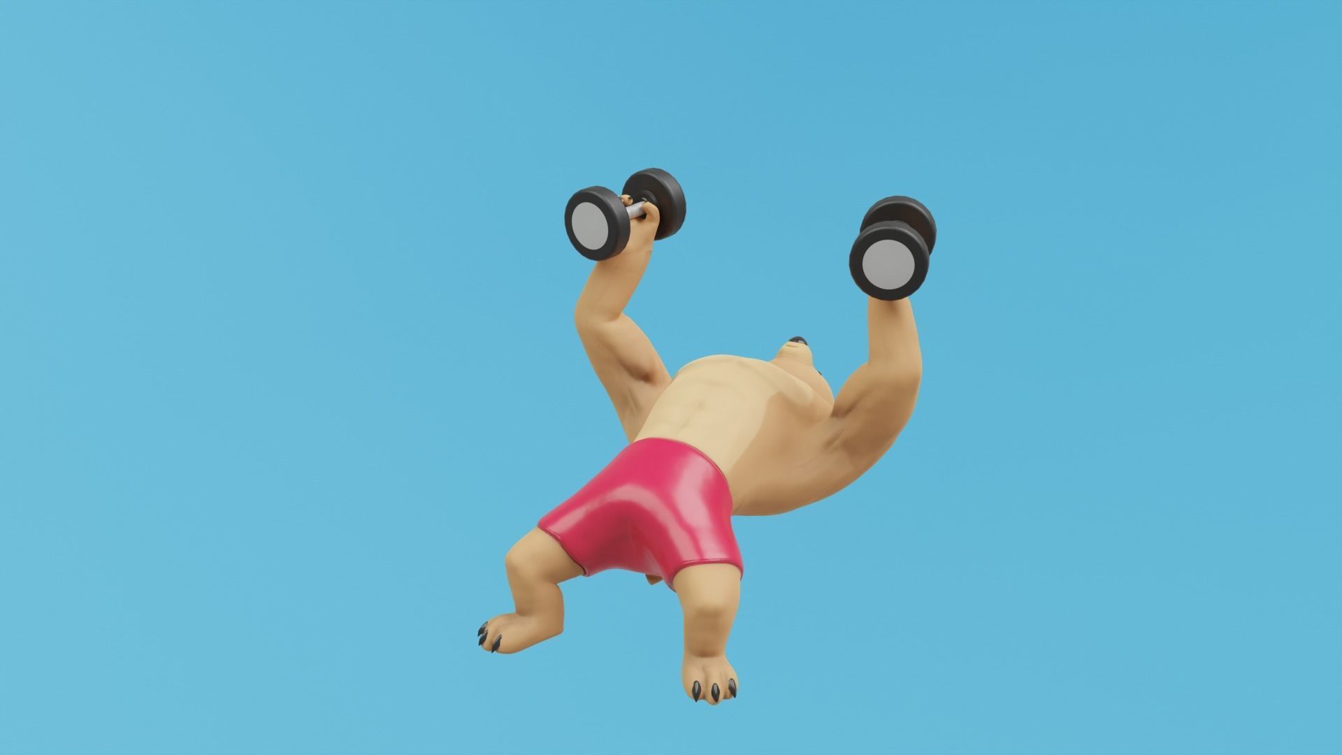 Bear athlete Low-poly 3D model_9