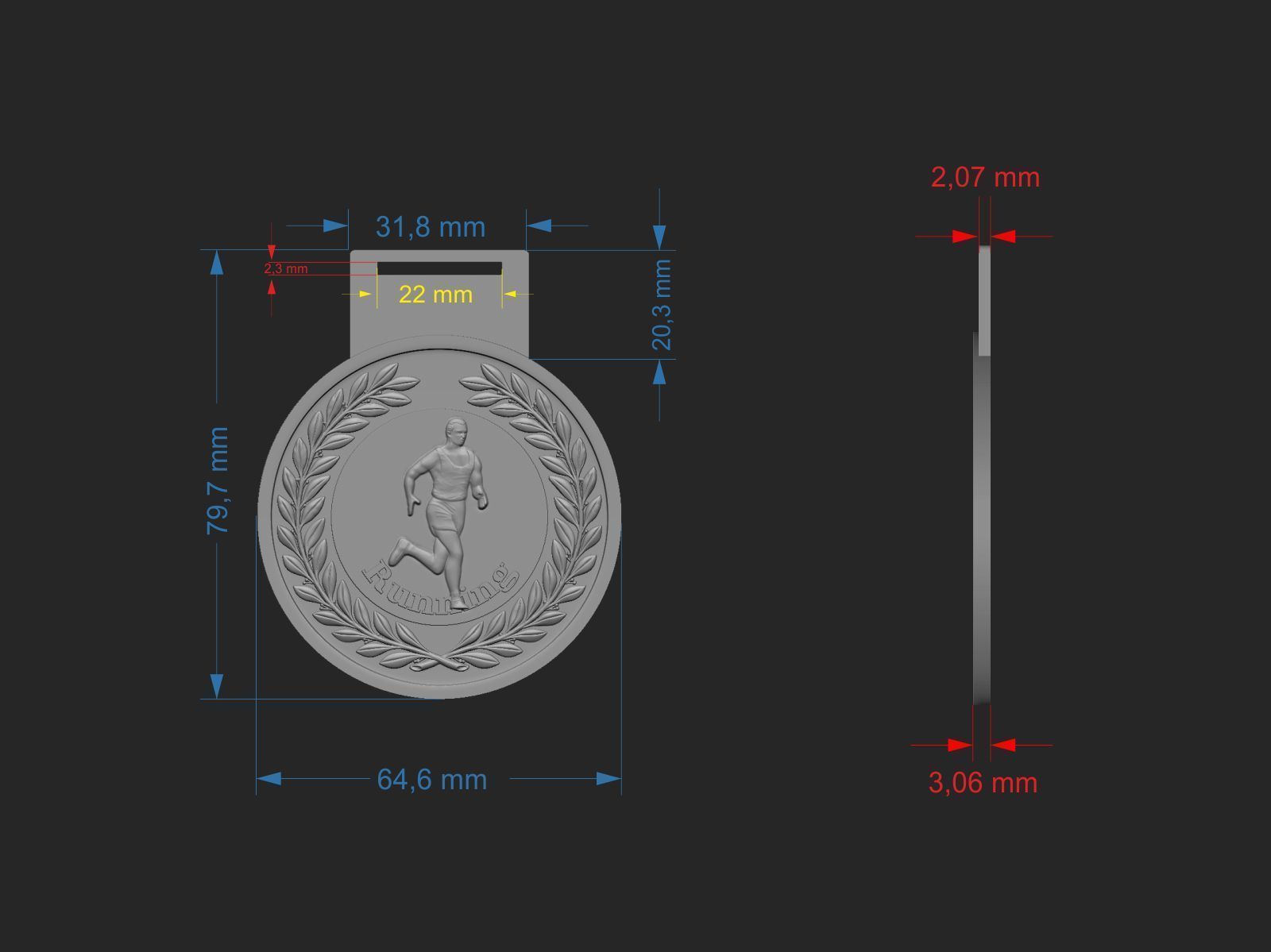 Men Running Award Medals 3D print model_10