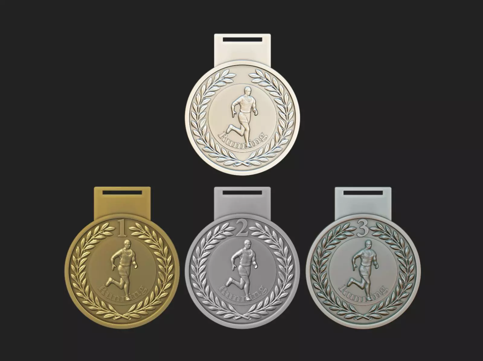 Men Running Award Medals 3D print model_0