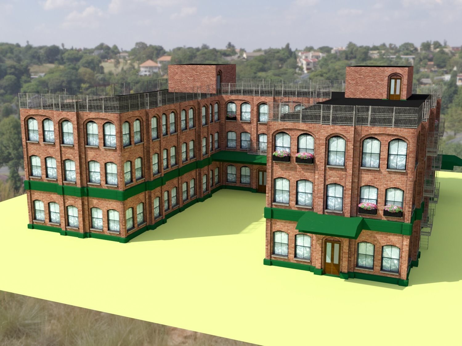 Modular buildings loft from Brooklyn with animation Low poly PBR Low-poly 3D model_3