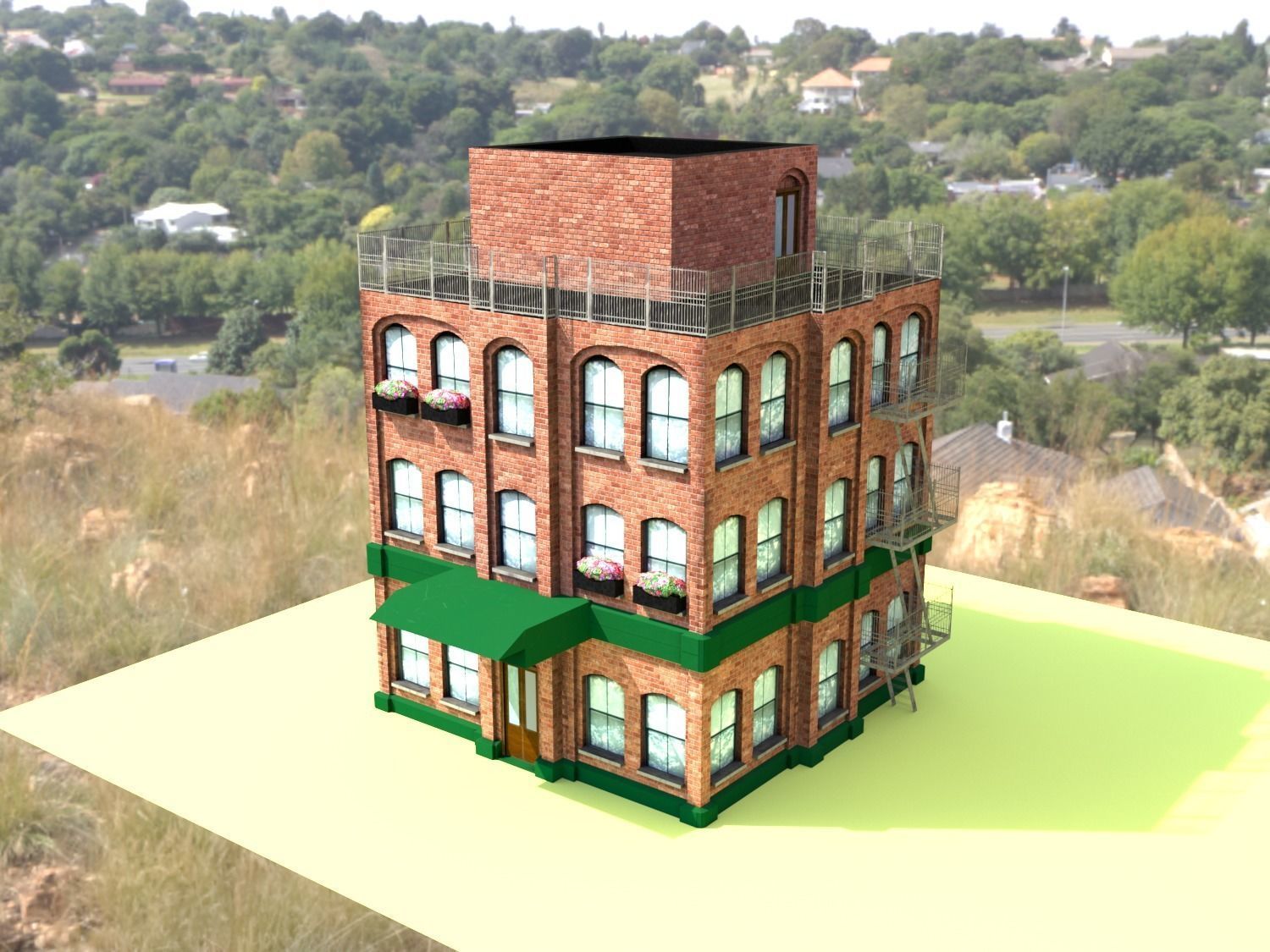 Modular buildings loft from Brooklyn with animation Low poly PBR Low-poly 3D model_2