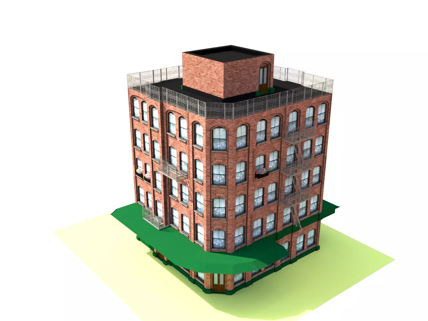 Modular buildings loft from Brooklyn with animation Low poly PBR Low-poly 3D model_0