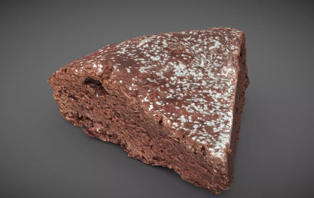 Slice of chocolate cake 3D model_0