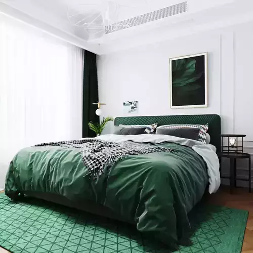 Bedroom in green tones