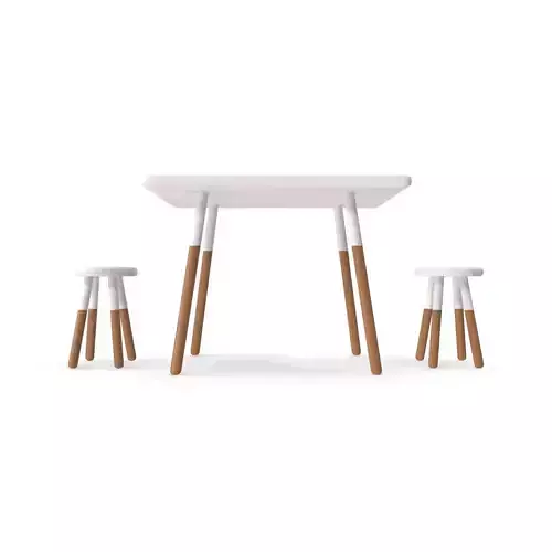 Kids 3 Piece Dipped Stools White 3D model