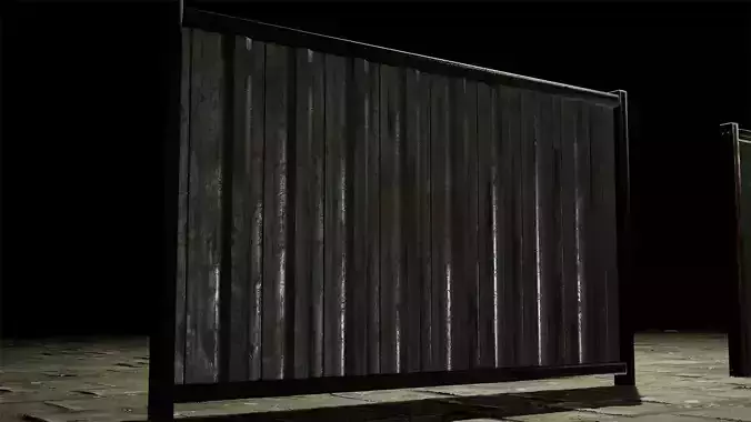 Modular Suburban Metal Fence Low-poly 3D model