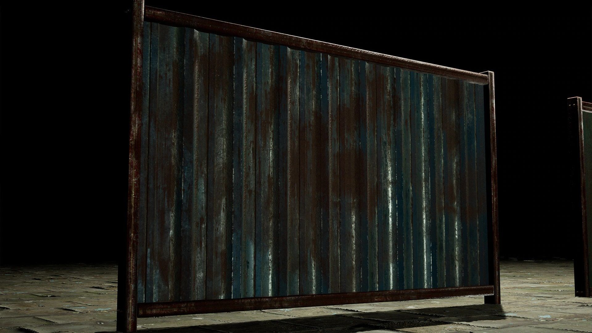 Modular Suburban Metal Fence Low-poly 3D model_7