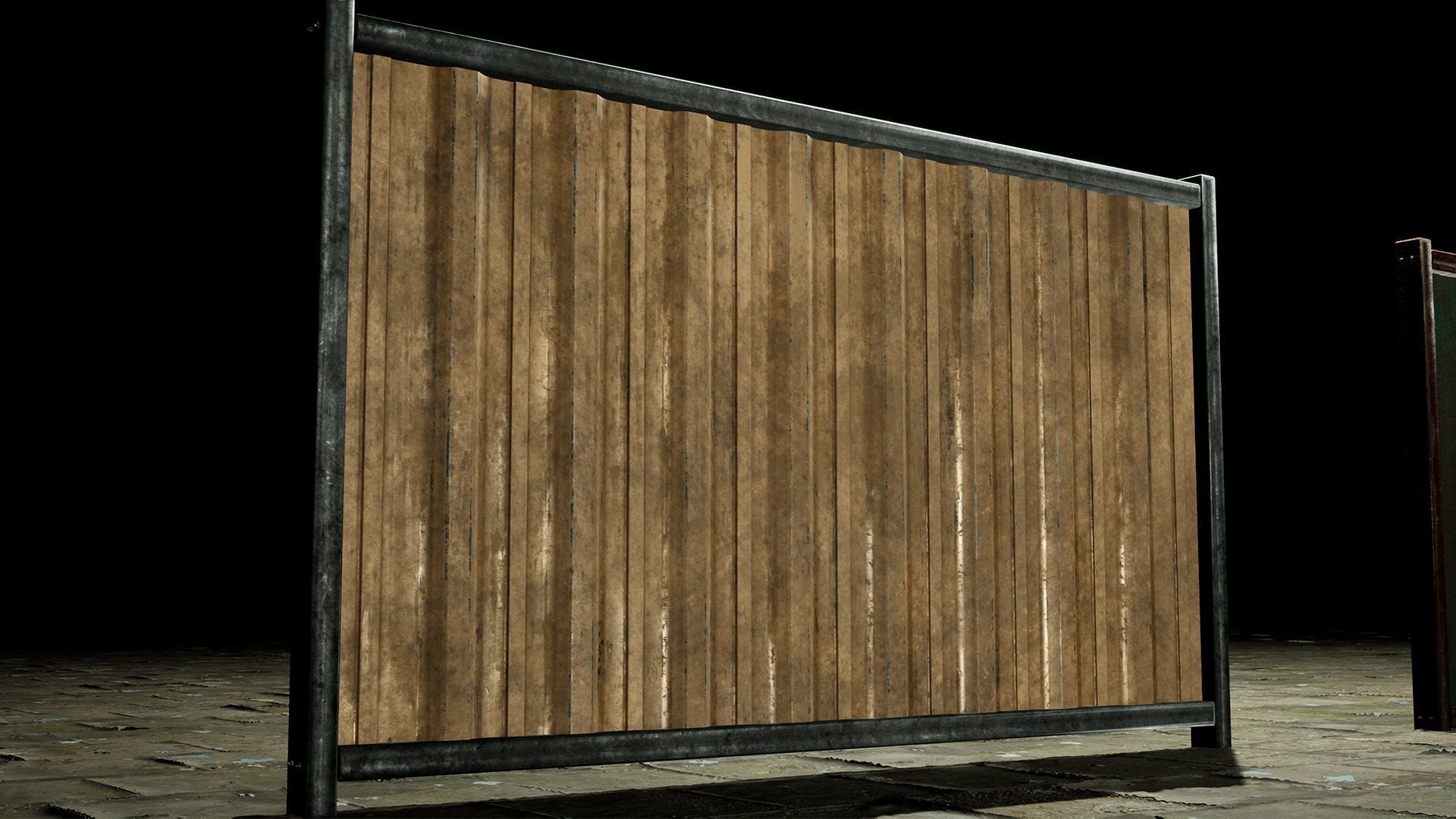 Modular Suburban Metal Fence Low-poly 3D model_3
