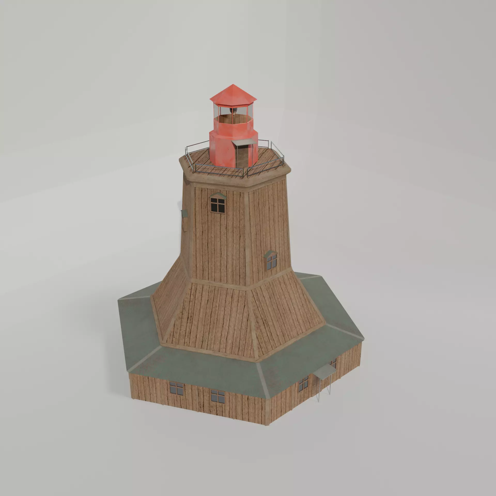 wooden lighthouse with a metal upper floor 3D model_0