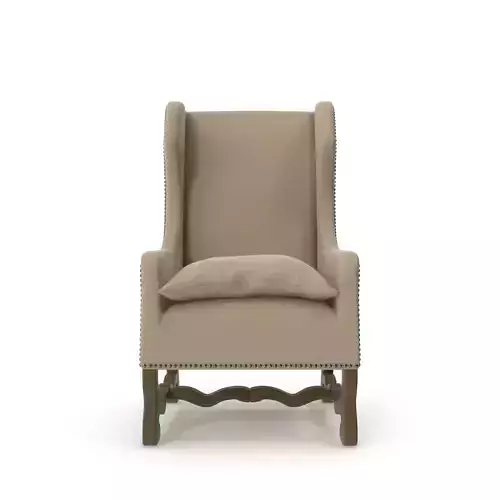 French Baroque Upholstered Wing Chair 3D model
