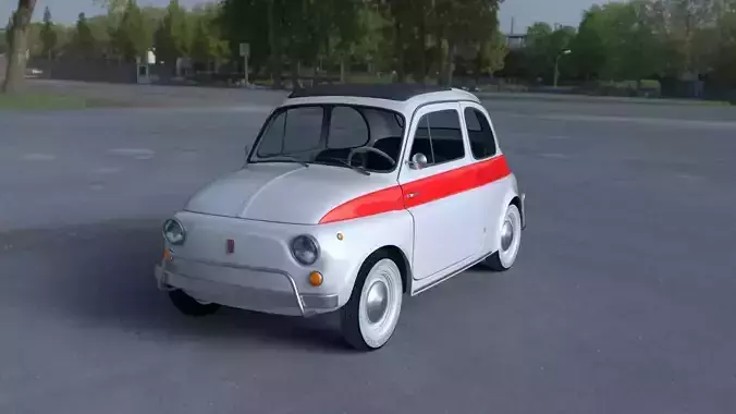 Fiat 500 Nuova Sport 1958 with interior HDRI 3D Model