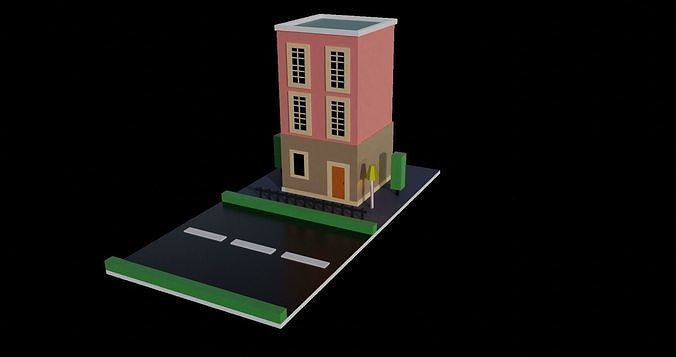 Low poly Apartment toy house Low-poly 3D model