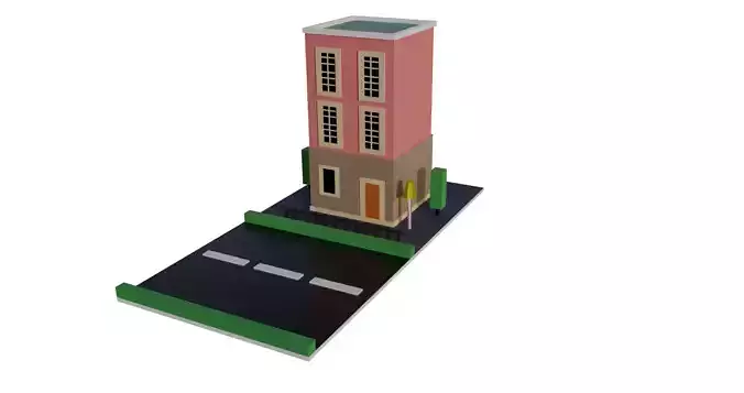 Low poly Apartment toy house Low-poly 3D model