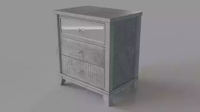 Silver Orchid Gerrard Modern Crocodile Silver Nightstand Silver