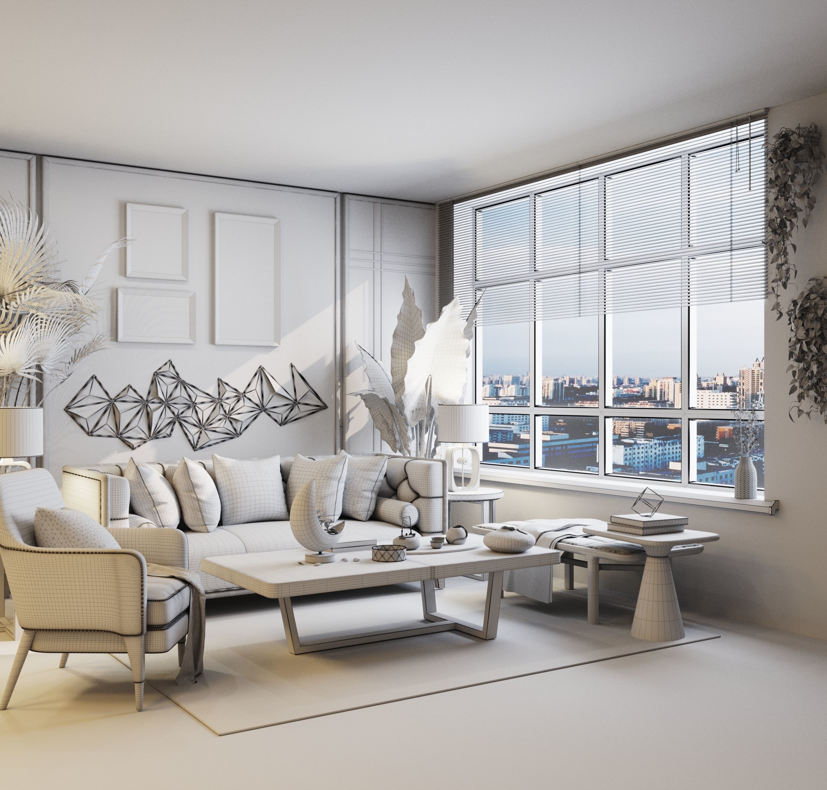 Boho style in the interior 3D model_9