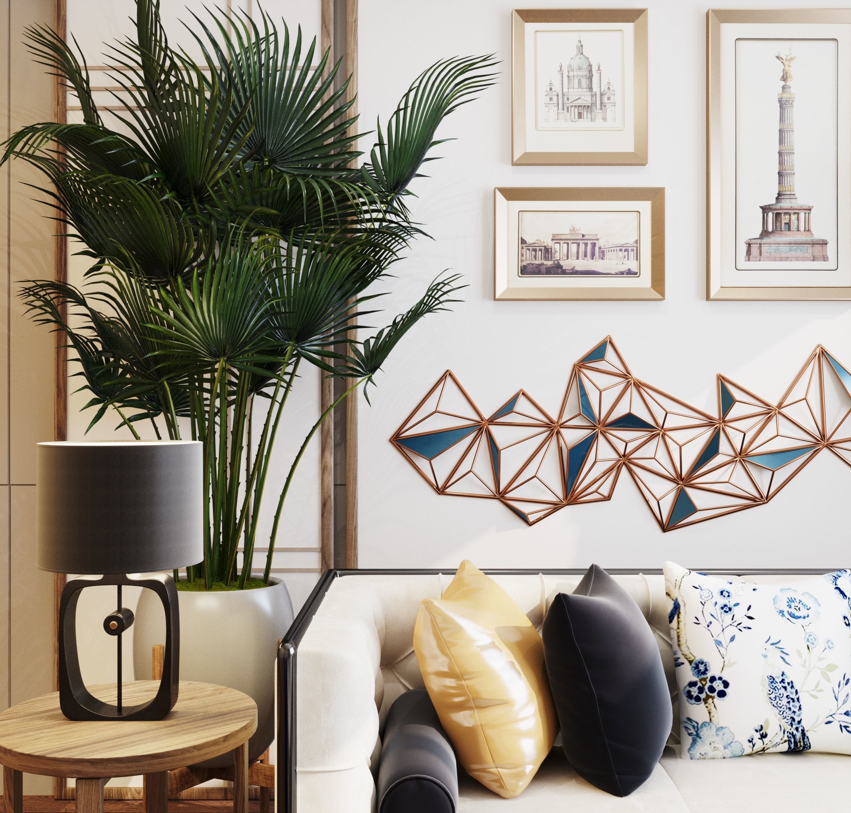 Boho style in the interior 3D model_4