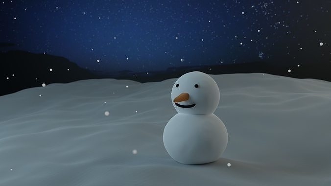 Snow Man Low-poly 3D model