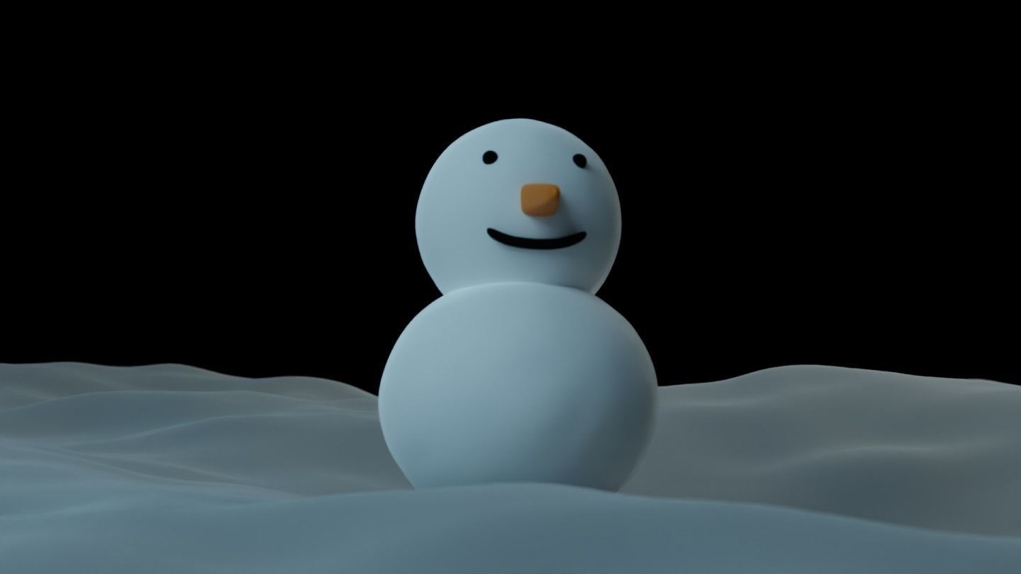 Snow Man Low-poly 3D model_2