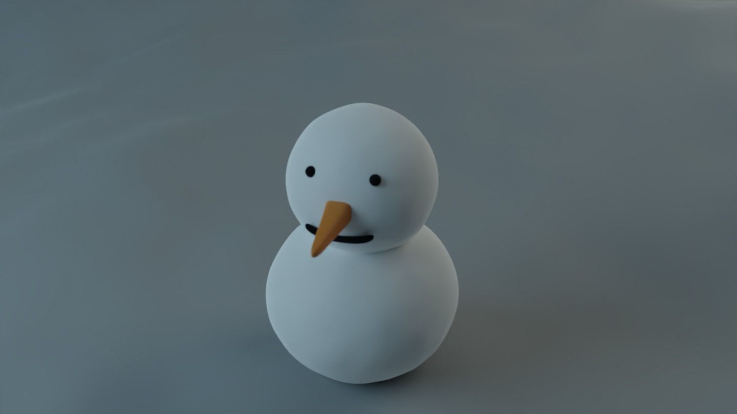 Snow Man Low-poly 3D model_1