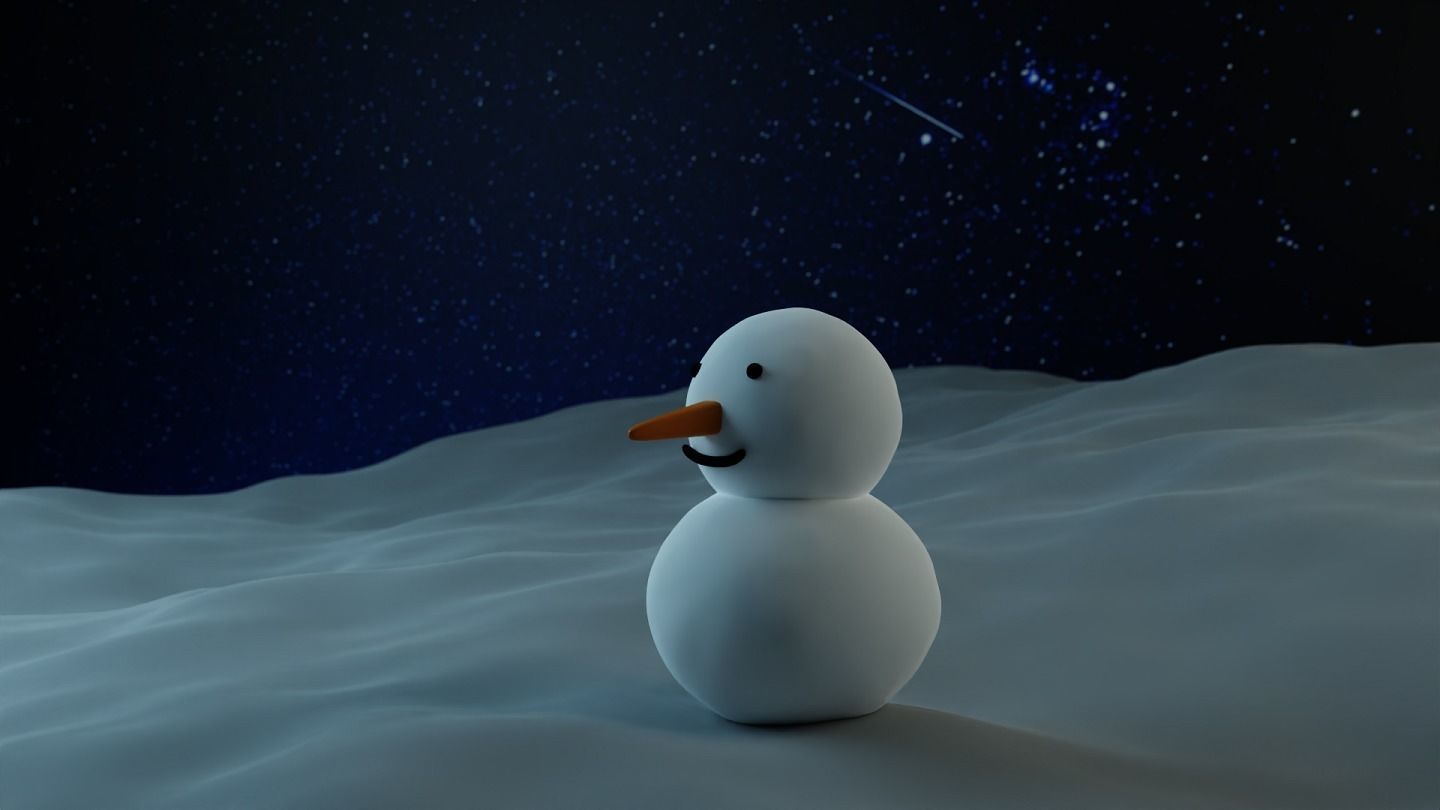 Snow Man Low-poly 3D model_3