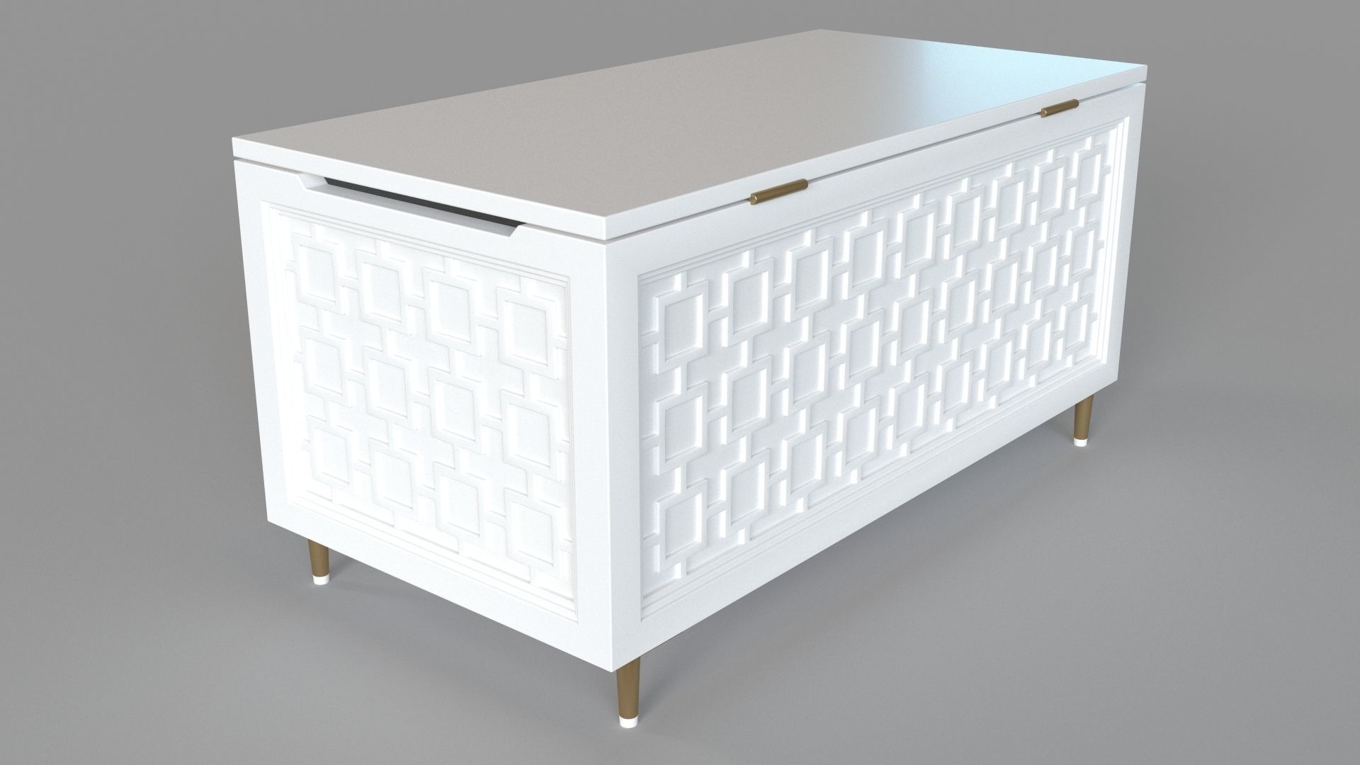 Lattice Toy Chest Simply White 3D model_2