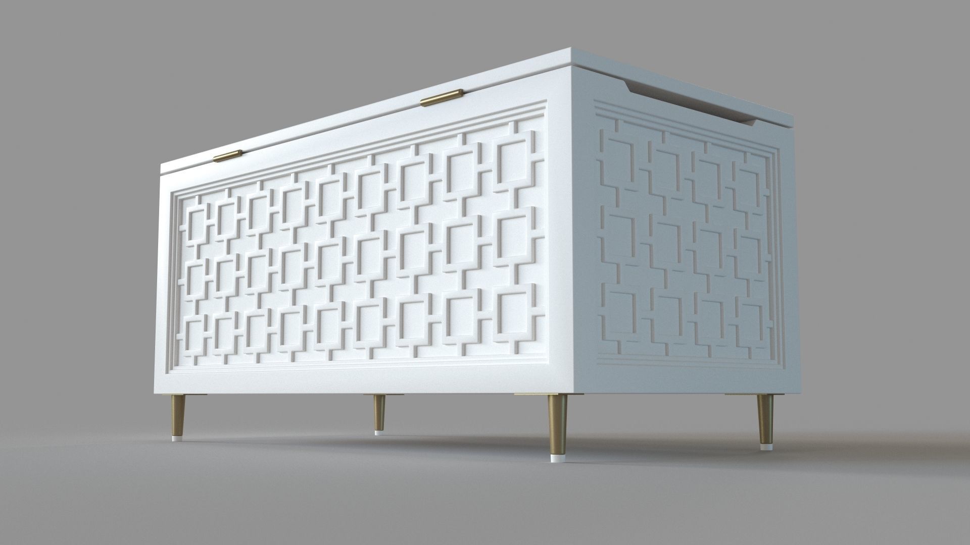 Lattice Toy Chest Simply White 3D model_4