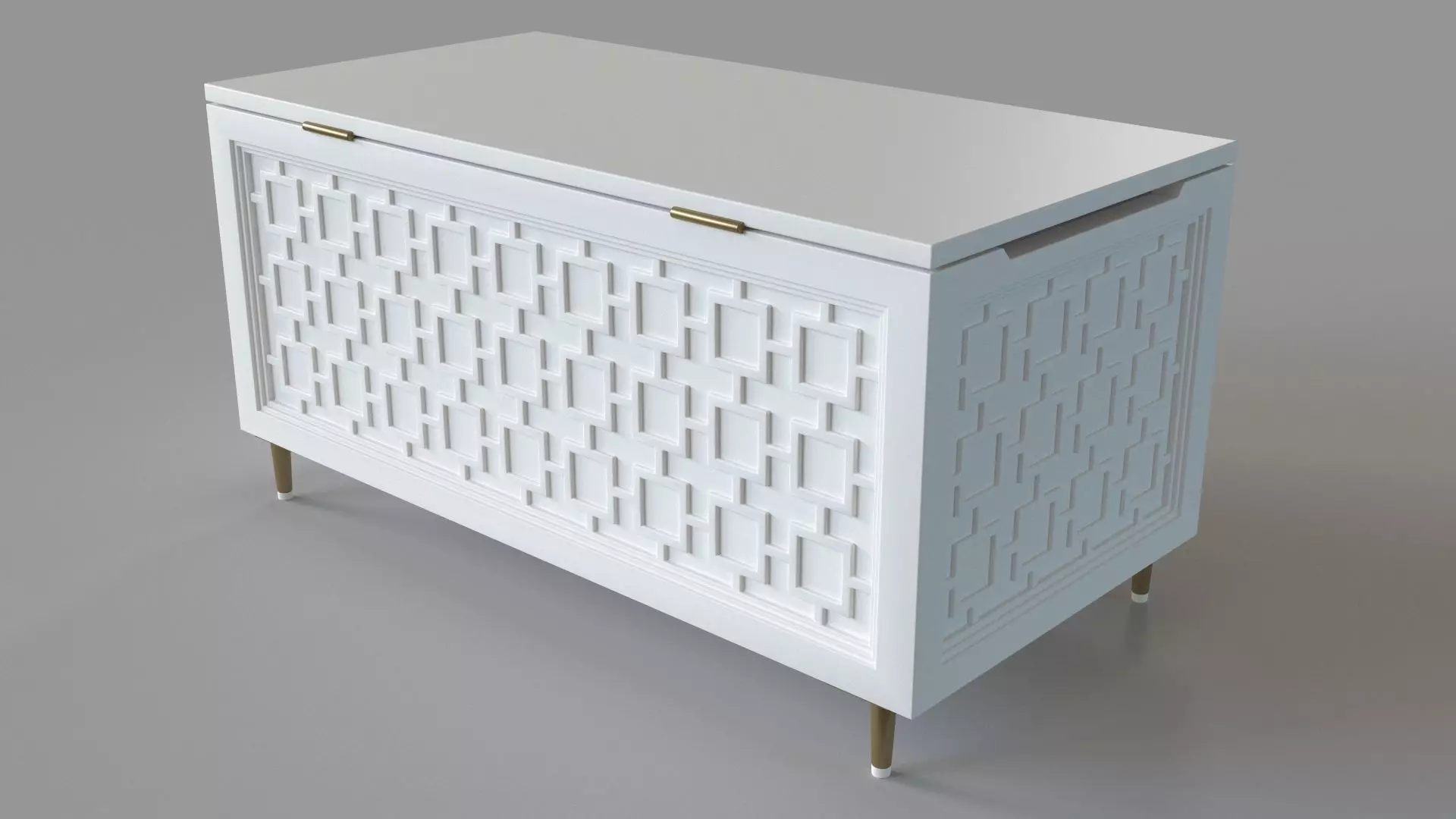 Lattice Toy Chest Simply White 3D model_0