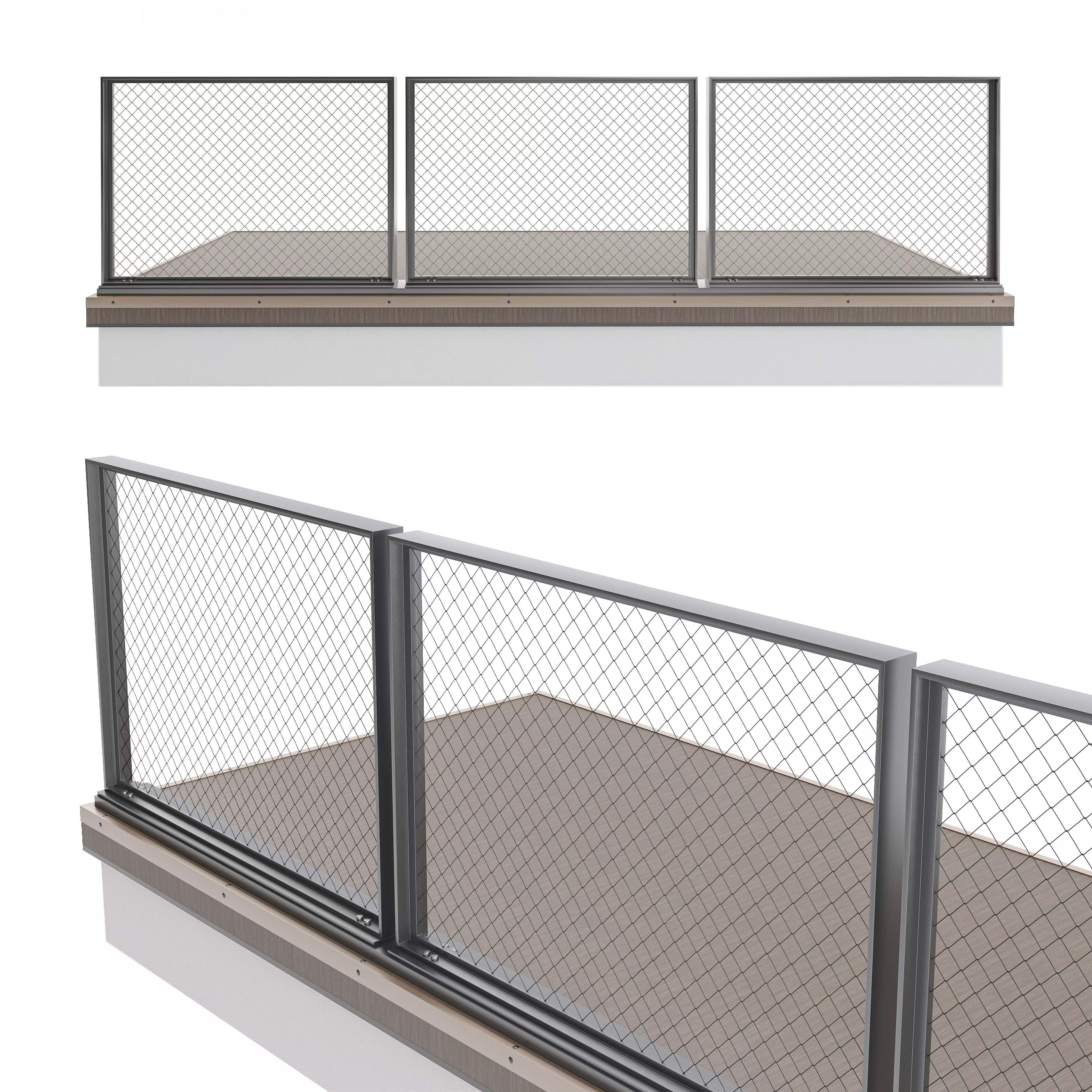 Railing-10 balcony railing with two different views 3D model_0