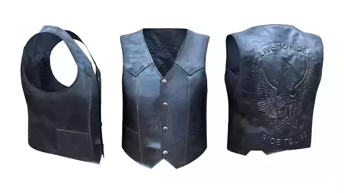 Male Biker Vest Low-poly 3D model