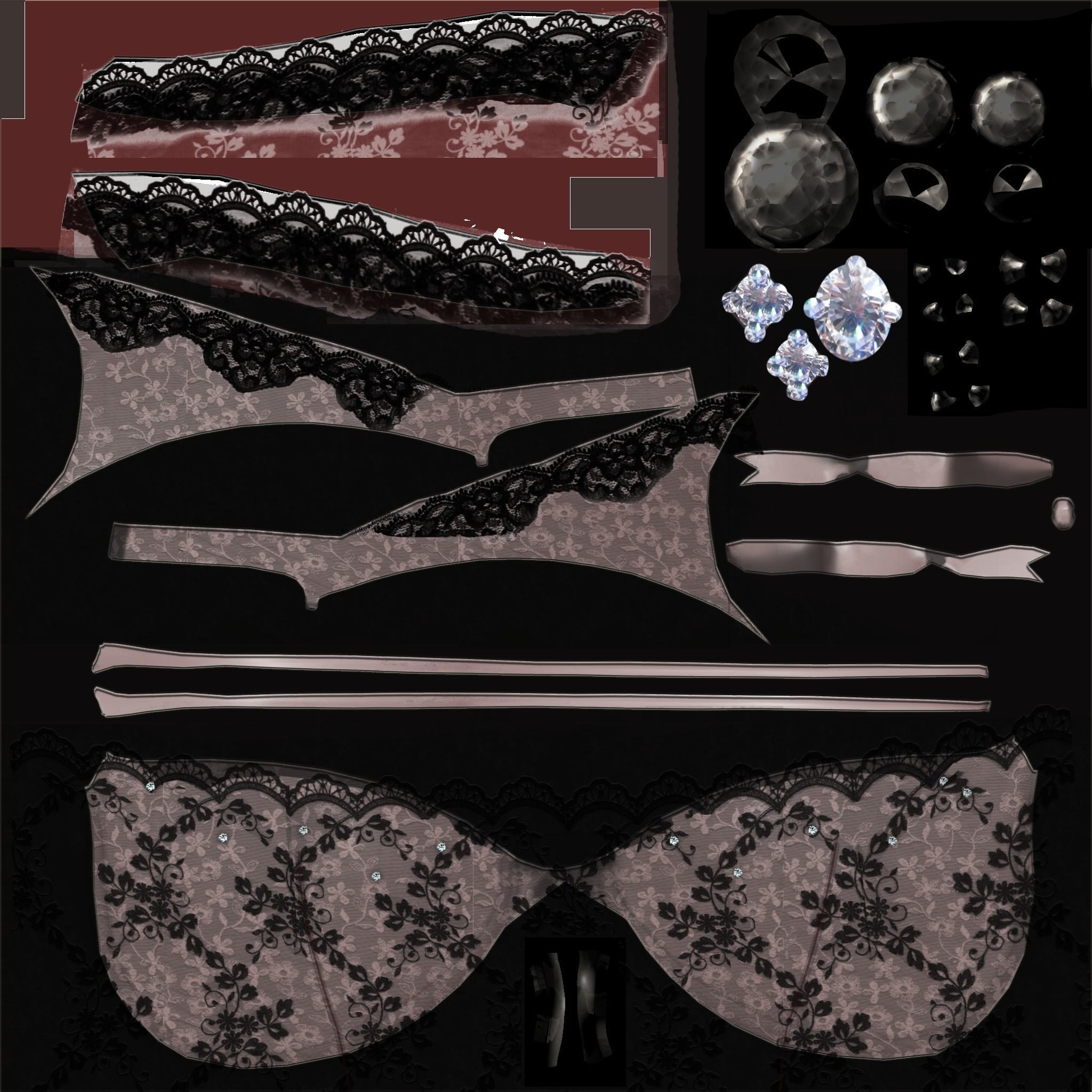 Bombshell Bra Low-poly 3D model_6