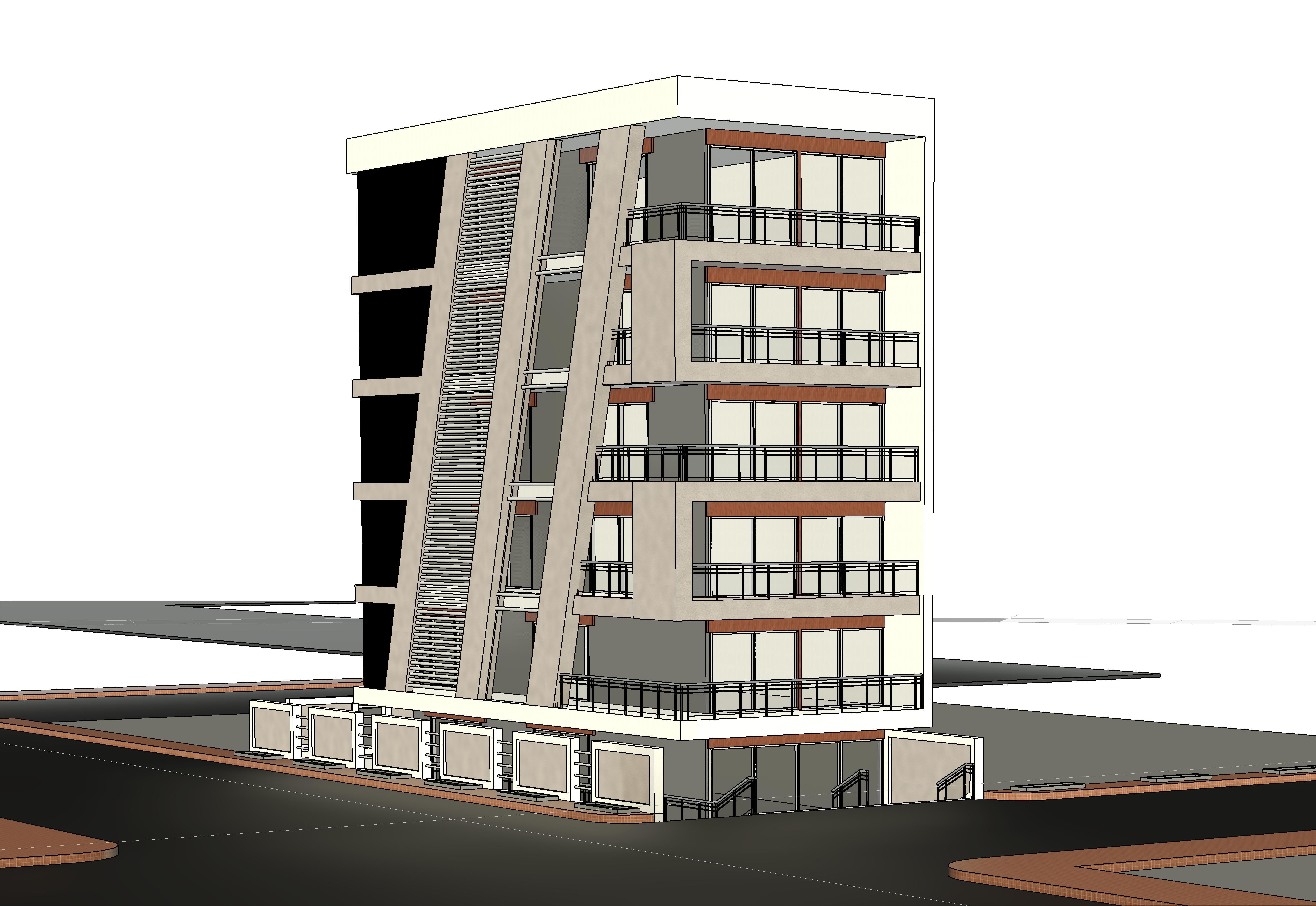 Modern Building N20 3D model_8