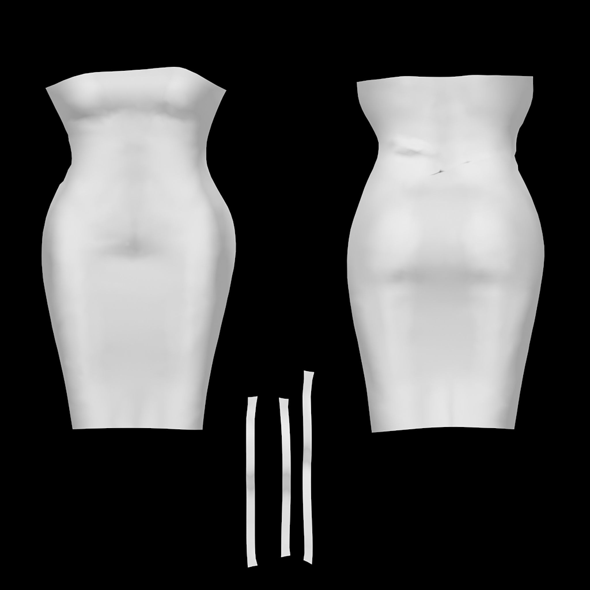 Midi Dress With Strap Shoulders Low-poly 3D model_13