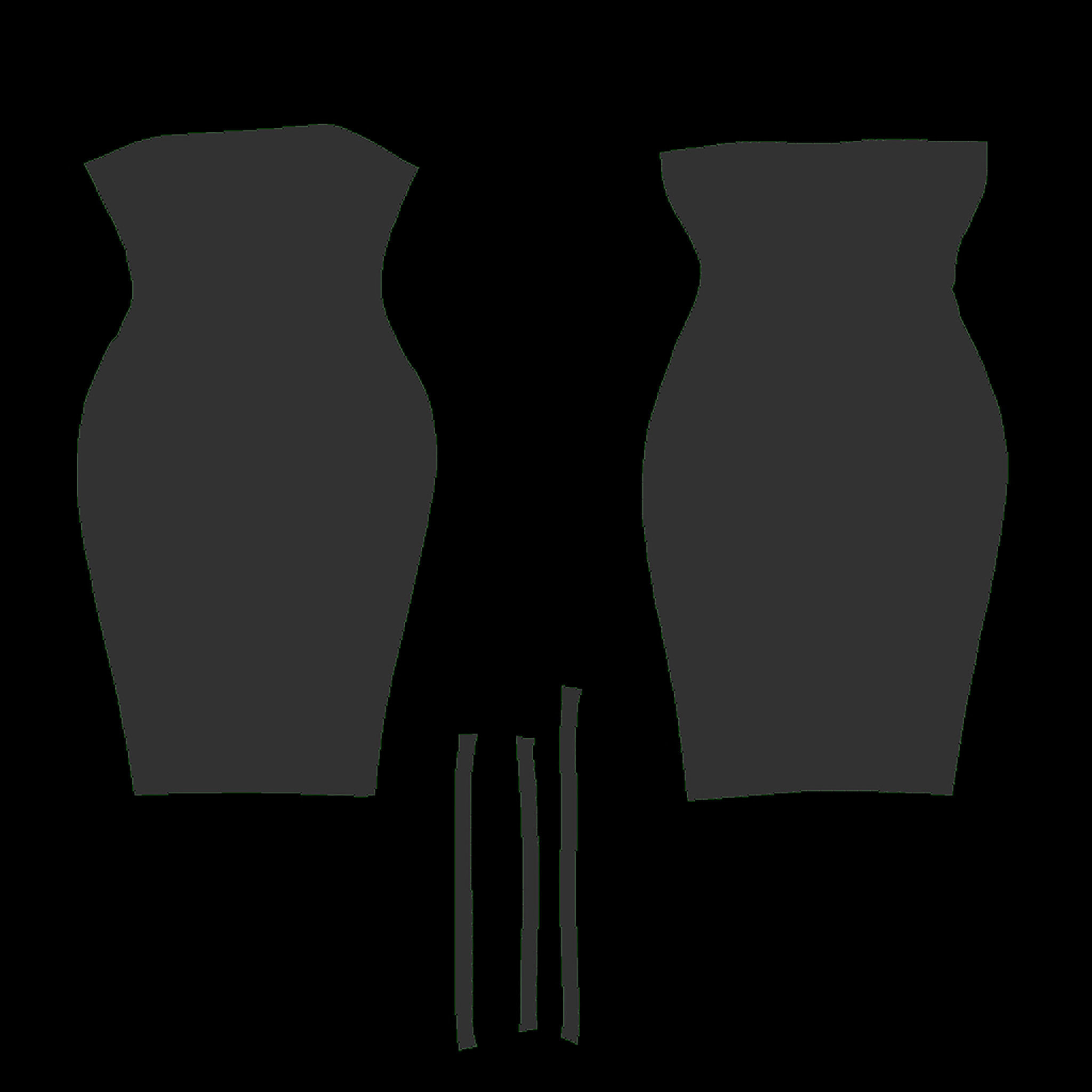 Midi Dress With Strap Shoulders Low-poly 3D model_12