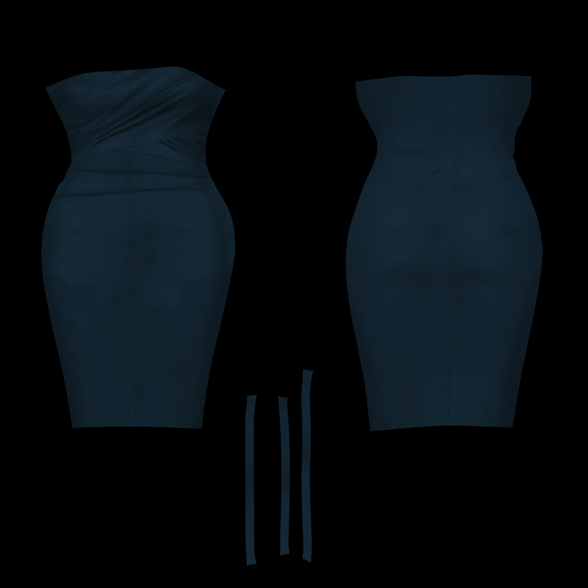 Midi Dress With Strap Shoulders Low-poly 3D model_10