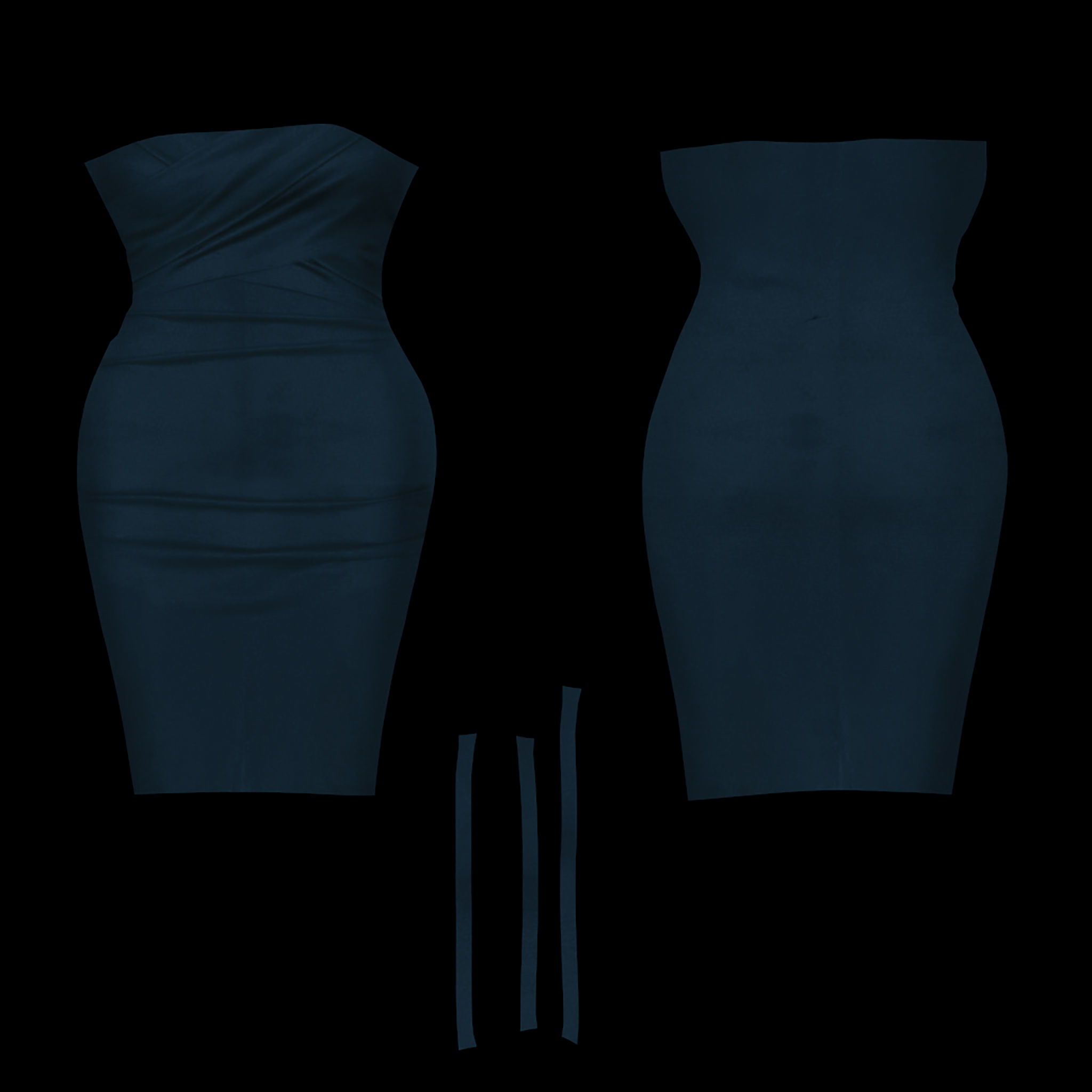Midi Dress With Strap Shoulders Low-poly 3D model_9