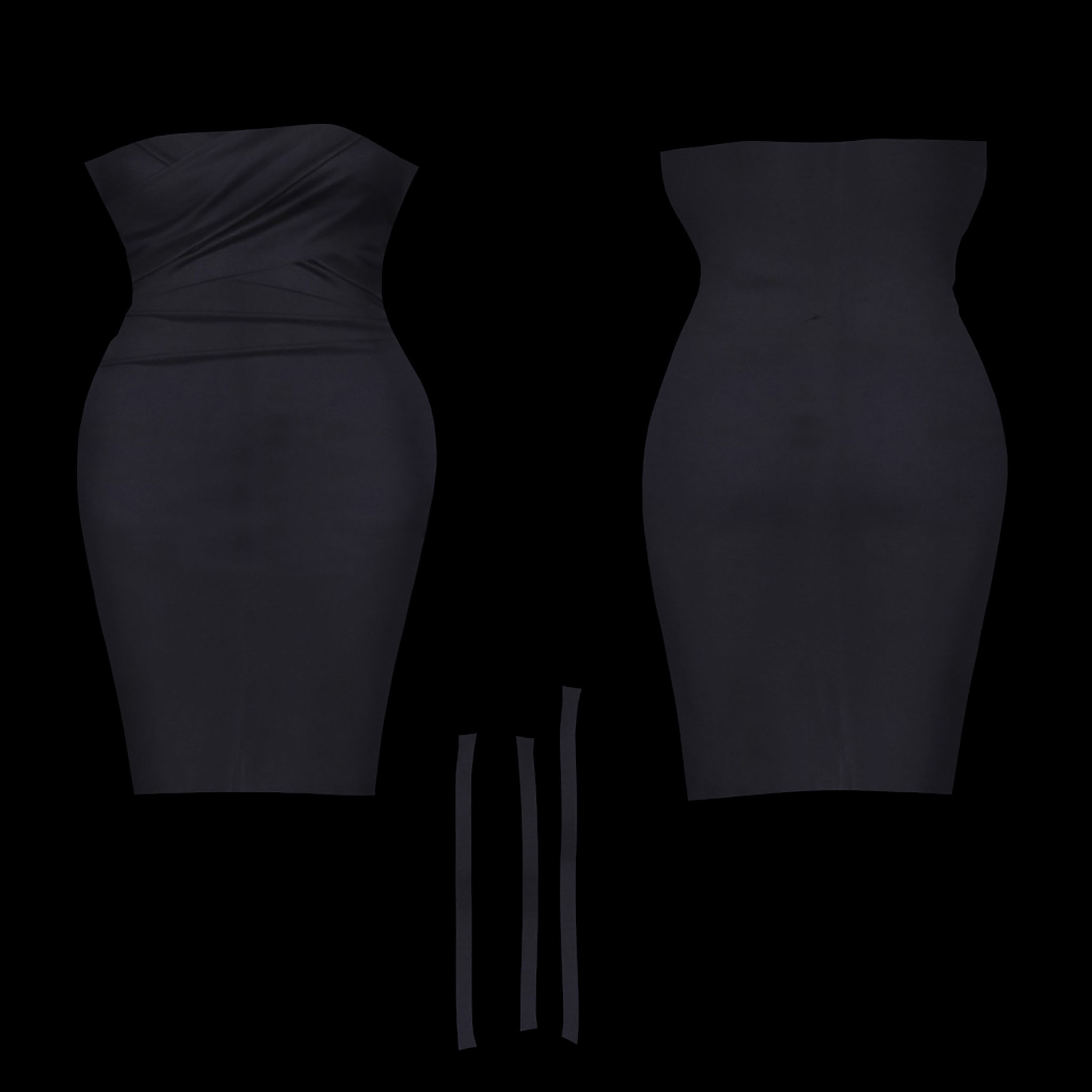 Midi Dress With Strap Shoulders Low-poly 3D model_8