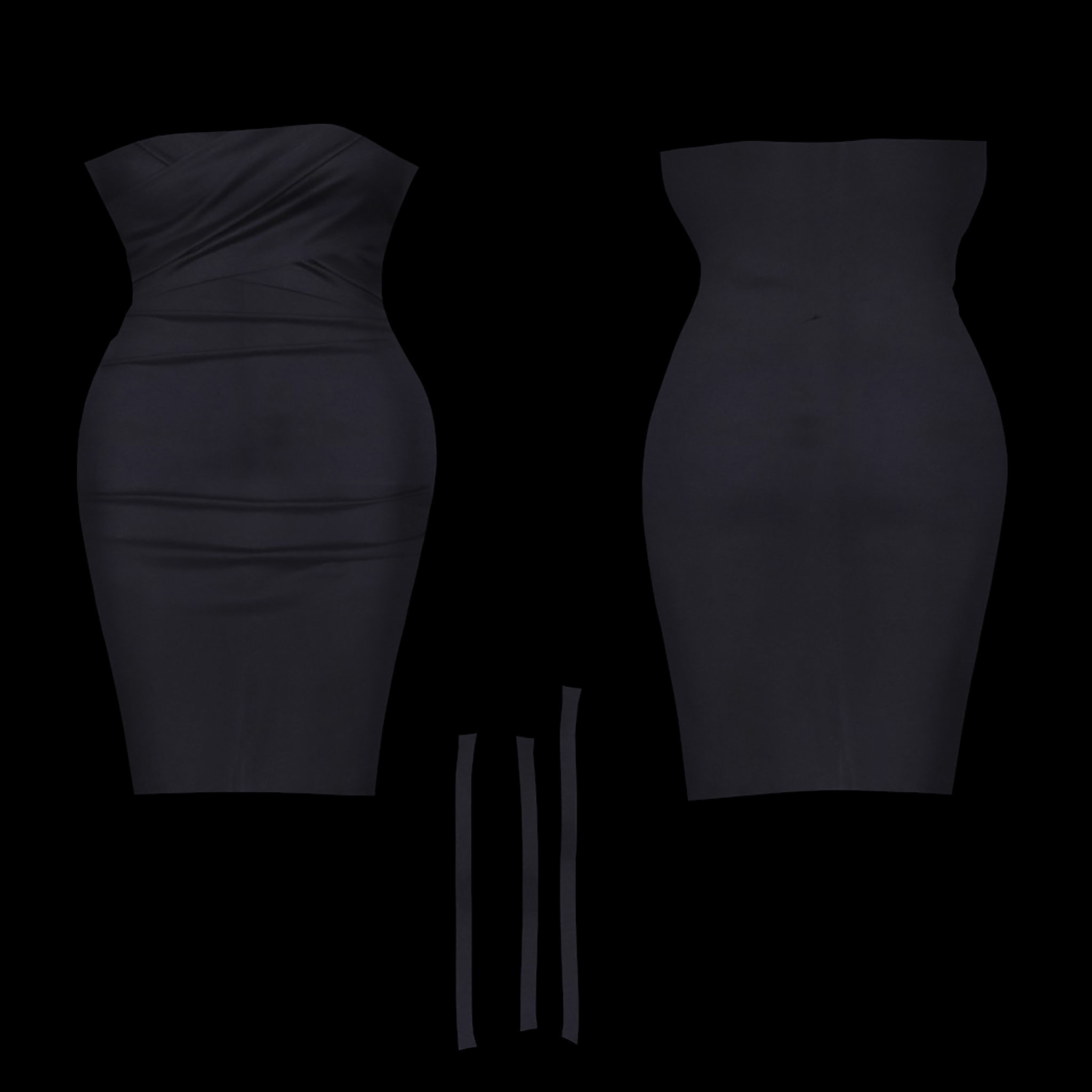 Midi Dress With Strap Shoulders Low-poly 3D model_7